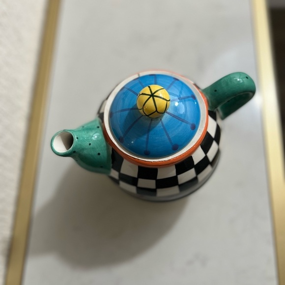 New Multicolor Hand-painted Tea Pot and Tea Cup Set - Picture 3 of 8